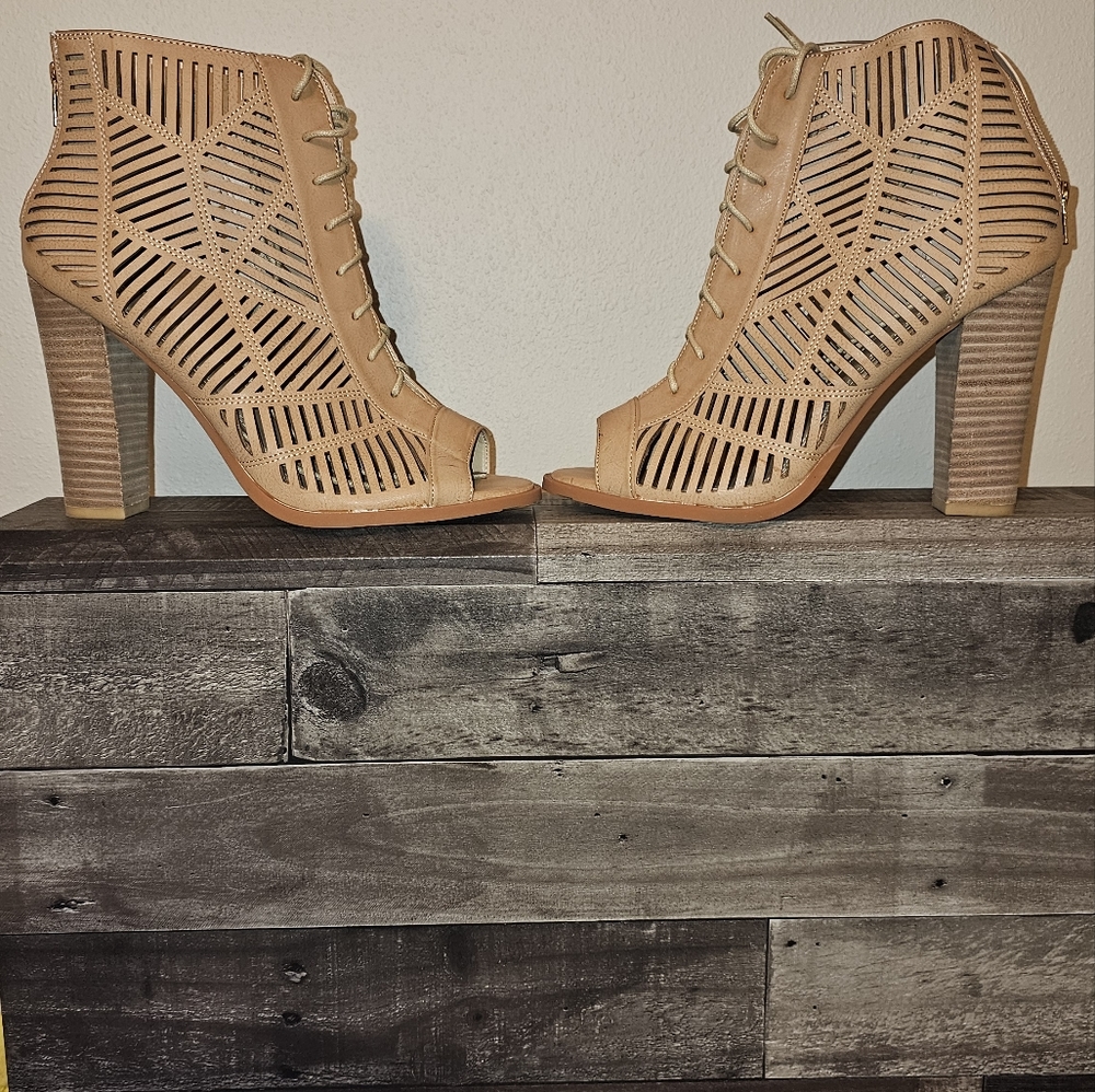 Peep Toe Heeled Bootie